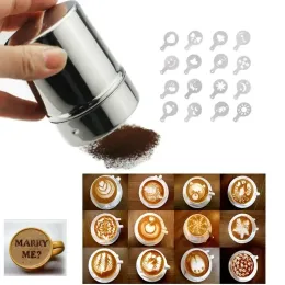 Fancy Coffee Printing Model Foam Spray Kuchen Schablonen pulverisierte Zuckerschokolade Kakao Kaffee Druckgruppe 0409