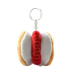 Kawaii Food Bread Hamburger Hot Dog French Pommes Pendellanhänger Anhänger Neuheit Plüsch Keychain gefülltes Hamburger Puppe V2R8