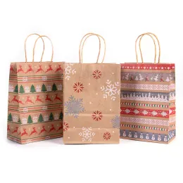 Buon Natale Borse da regalo Babbo Natale sacche di carta Kraft Borsa per borsetta per le caramelle di natale per natalizi per il nuovo anno di imballaggio