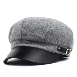 Berets Cotton Solid Color Military Hat Autumn Sailor for Women Flat Top Town Travel Cadt Captain Cap 08