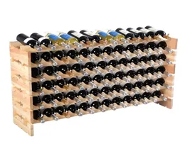 Yeni 72 Şişe Ahşap Şarap Rafı İstiflenebilir Depolama 6 Katmanlı Depolama Ekran Rafları3259475