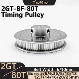 2GT 2m 80Teeth Timing puleggia foro 5/6/6.35/8/10/12/12.7/14/16/20/20/25 mm Larghezza della cinghia 6/10 mm GT2 80T Tensioning Ruota sincrona