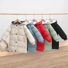 Płaszcz Down 2024Winter Kids Waterproof Jacket Boys Girls Solidne ciepłe ochronę na zimno bawełniany wiatrówek wietrzny O wierzchołek 3-10Y