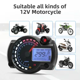 12V Yeni Universal LCD Dijital Motosiklet Kütometre Hız Tezgahı 7 Molors Gösterge Paneli Takometre Yakıt Ölçer Ayarlanabilir Maks 299km/s