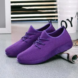 Fitnessschuhe Frühling alter Peking atmungsaktivem flachem Mund Multi-Farben Low-Top Flying Wobdes Damen Solid Color Student Kokosnuss