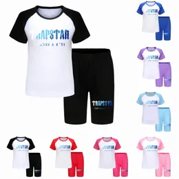 Roupas para crianças bebês trapstar conjunta meninos textos de tiro de garotas meninas roupas de roupa de crianças jovens criança curta manga curta tshirts shorts calças infantis letra letra outf h1xc#