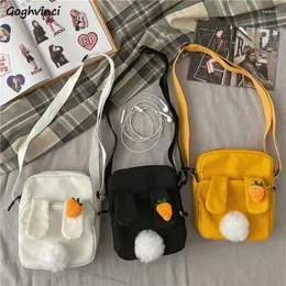 Bolsa de bolsas da moda Sacos de ombro sólidos de tela abas de zíper, rabinos ouvidos estudantes retro inseado de estilo coreano Kawaii Preppy