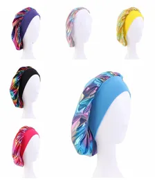 Nacht schlafende Turbanhut Headwraße Motorhaube Chemotappe Muslimische Frauen breite Stretchseide Satin atmungsaktives Bandana Haarzubehör YHM272174958