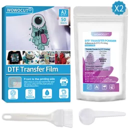 Paper Wowocut DTF Powder Film 200g White Digital Hot Melt Adesive A3 50 PC Sublimation Film Stampante direttamente a Ironon All Fabrics