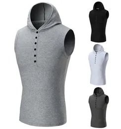 Canotte maschi con cappuccio maschio con cappuccio solido semplice abbigliamento con gilet senza maniche per bodybuilding maschile toppunta xxl1354060