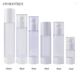 Storage Bottles 2pcs 15ml/30ml/50ml/80ml/100ml Airless Lotion Cream Pump Bottle Refillable Empty Clear Travel Containers Liquid Vacuum Press