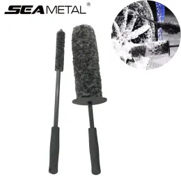 Seametal Premium Microfiber Car Wheel Brush Non-Slip Handle Car Wash 브러시 자동차 림을위한 쉬운 청소 도구 스포크 휠 배럴