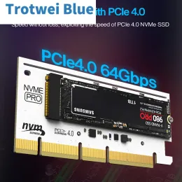 Kort RGB PCIe 4.0 NVME -adapter, PCIe till NVME M.2 SSD -adapterkort med aluminiumkylfläns, kompatibel med Gen4 Gen3 Gen2 Gen1