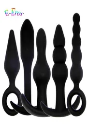 5pcslot Sexy Black Silicon Anal Plug Massage Erwachsene Sexspielzeug für Frauen Mann Anus Clitoris Stimulator Sexprodukte 6278663