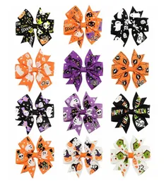 Baby Halloween Grosgrain Ribbon Bows Ghost Dypkin Hairbows szkielet nietoperz czarodzieja wstążka Kokarki włosy Bebe Halloween do włosów 7181672