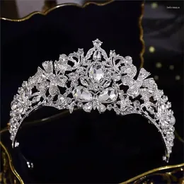 Saç klipsleri gümüş renk kristal rhinestone kelebek saç bandı kadın düğün tiaras aksesuarları taç saç giysileri diadem para el pelo muje