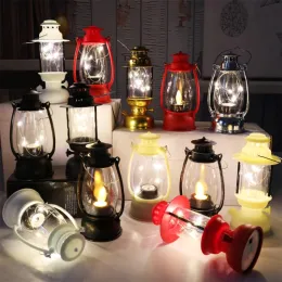 Винтажный ураган фонарь, управляемый аккумулятор, подвесная свеча, ретро -антикварные светодиодные масляные лампы для рождественских украшений