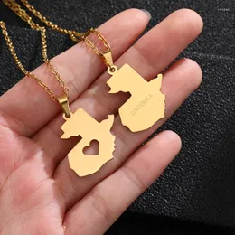 Colares pendentes Sonya Guatemala Colar de mapa para mulheres/homens Jóias de cor de ouro em aço inoxidável de