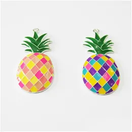 Collane a ciondolo pendenti est 5mx26mm 10pcs/lotto ananas tutti frutti di smalto per la consegna del design della collana gioielli dhw2n