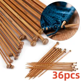 36pcs/set bambu örgü iğneleri yeni başlayanlar için profesyonel süveter tığ işi iğneleri 2 mm'den 10mm arasında 18 boyutta ayarlanmış