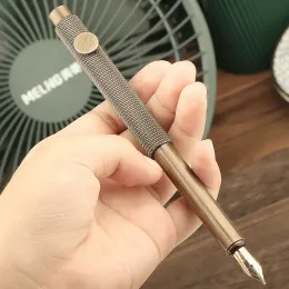 Vintage Brass Mini Pocket Portable Fountain Pen Short Style Student Writing Practice Artist Signature Pens Stationery