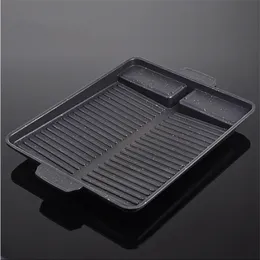 BBQ Grill Pan Plate 32 X 26cm Portable Non-Stick Coating Butane Gas Stove Cooker Plate Rectangle Korean Barbecue Plate