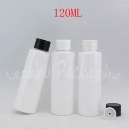 Bottiglie di stoccaggio 120 ml Placca in plastica bianca Bottiglia a spalla piatta 120cc da 120 cc Contenitore cosmetico vuoto sub-bottling (50 P / lotto)
