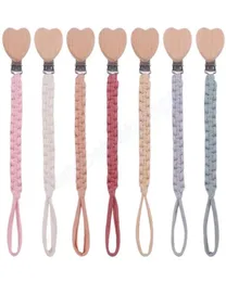 Baby Handmade Weave Pacifier Chain Beech Wood Clips Cotton Nipple Holder For Baby Nursing Leash Strap Dummy Clip Accessory8257080