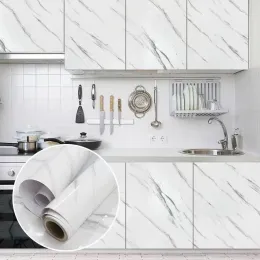 80cm Width Waterproof Marble Self Adhesive Wallpapers Home Decor Kitchen Cabinets Oil Proof High Temperature Resistance Sticker