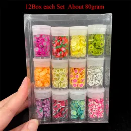 12Box/set Polymer Clay Christmas Valentine's Day Flower Fruits Slices Sprinkles for Crafts Making DIY Slime Filling Accessories