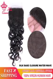 Silk Base Closure Brasiliansk jungfru hårvattenvåg Silkstängning 100 Human Hair Pre Plucked Natural Hairline Queen Hair Products9088325