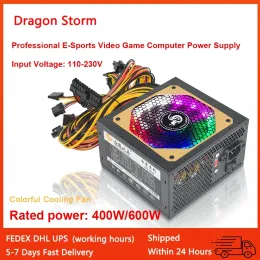 Leveranser ATX 400W 600W 110230V RGB 12V PC PSU 150*140*85mm Professional Esports Video Game Computer Power Supply