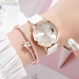 Women's Watches Women Fashion White Watch With Contz Leather Listies Wristiats 2024 New Brand Number Number Dial Woman Clock Montre Femme Relojes 240409