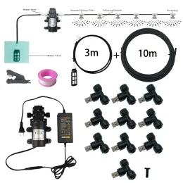 DIYウォーターミストスプレー電気ダイアフラムポンプキットガーデングリーンハウス霧冷却システム10m 10pcsフォグノズルガーデニングツール