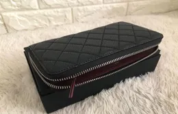 INS Quality black leather zippered long style classic quilted purse for women039s purse delivery with box Caviar hardware 7019929