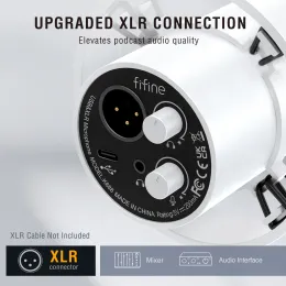 Микрофон USB/XLR FIFINE Dynamic USB/XLR с ручкой/сенсорным разъемом/наушниками, записывая микрофон для PC Sound Card Streaming-K688W White