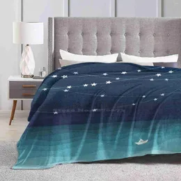 Blankets Garland Of Stars Teal Ocean Fashion Soft Warm Throw Blanket Sailboat Sailor Sailing Blue Paper Boat