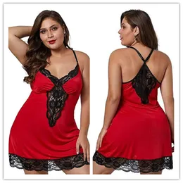 Sexy Lingerie for Plus Size Women V-neck Sling Dress Erotic Porno Nightdress Babydoll Flirting Costumes Sex Outfits for Women 240402