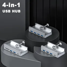 Nav aluminiumlegering USB 3.0 Clip Hub 4 USB Docking Station 5GB/S Data Transmission Splitter SD TF Card Reader för bärbara datortillbehör