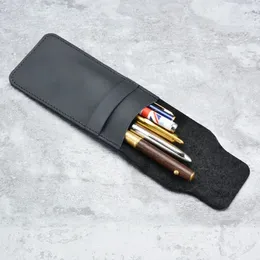 Nova bolsa de caneta artesanal de 2024 da bolsa de lápis de couro genuíno de couro genuíno