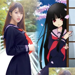 Kläder sätter japansk skoluniform för flickor Autumn Long-Sleeve Student Sailor Uniforms Hell Girl Cosplay Costume With Socks Drop DHGXD