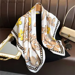 SCARPE 2024 NUOVO SETA PRINT SETA SATURA MUSLIM SCARFA LUGO da 90 cm a scialle di scialle Neckerchief Female Wraps Echarpe Bandana Hijab Head Scarpe Gift2404095EAT