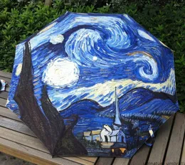 Umbrella grande dobramento requintado guarda -chuva clássico van gogh estrelas no céu pintura a óleo antiuv guarda -chuva personalizada guarda -chuva4026505