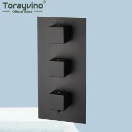 Torayvino Luxury Bathroom Shower Faucet 3 Holes Mixer Tap Wall Mounted Showers Water Control Valve Bathroom Accessories