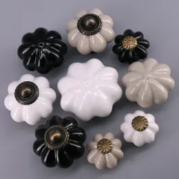 1x cinza branco branco preto forma de abóbora gaveta cerâmica puxar mobiliário maçaneta armário armário de porta maçaneta de porta