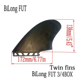 Bilong Future F1 Twin Fins xxx Large - pinna per chiglia a tavola da surf nere 2 pezzi per prestazioni vetro (PG) pinna