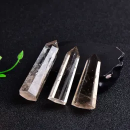 Doğal dumanlı kuvars kristal nokta şifa taş altıgen prizmalar 50-80mm dikilitaş değeri taş kulesi diy hediye 1 adet