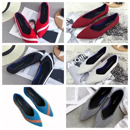 2024 Luxury Flat bottomed pointed ballet black white soft soled knitted maternity womens boat shoe casual and comfortable