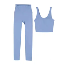 2024 Lululemens Yoga Wear Set Women Sports Sports Top A fiess Pants che corre in allenamento Due pezzi di abbigliamento Designer Suit JGI668