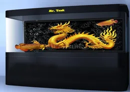 Anpassad akvarium Bakgrundsaffisch med Selfadhesive Golden Dragon PVC Fish Tank Decoration Accessories Landscape Wallpaper19561028